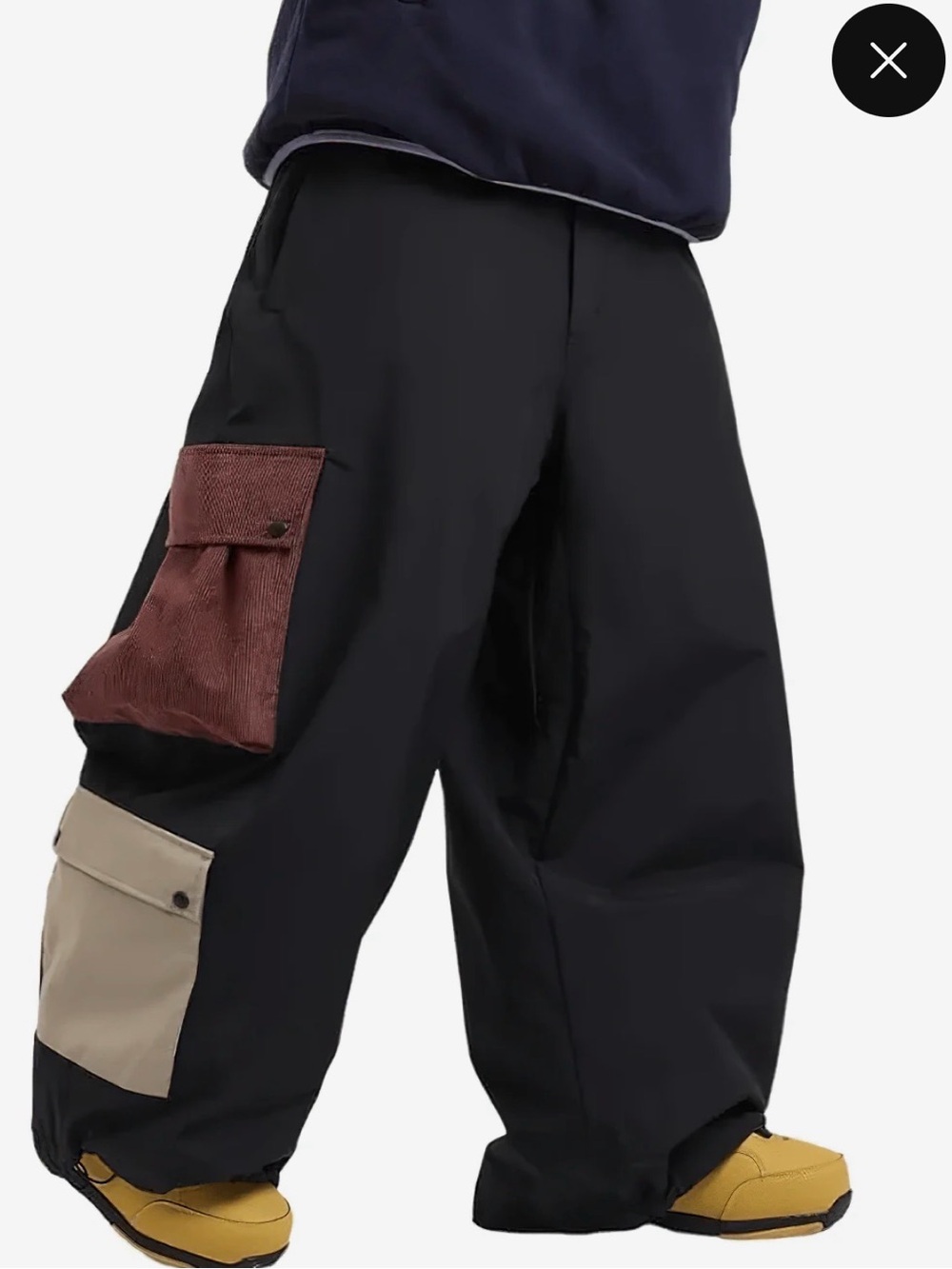Gsou Snow Unisex Baggy Oversized Multi Pocket Color Block Snow Pants sz Large